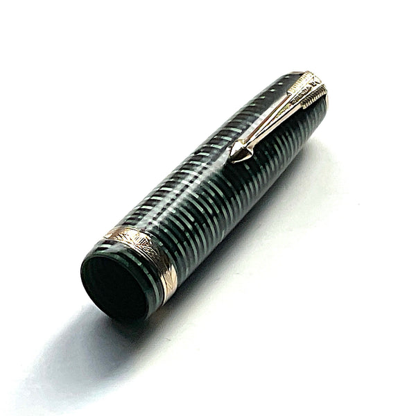 Parker Vacumatic EMERALD PEARL Cap CHEVRON BAND SLENDER Size