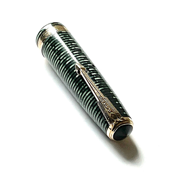 Parker Vacumatic EMERALD PEARL Cap CHEVRON BAND SLENDER Size