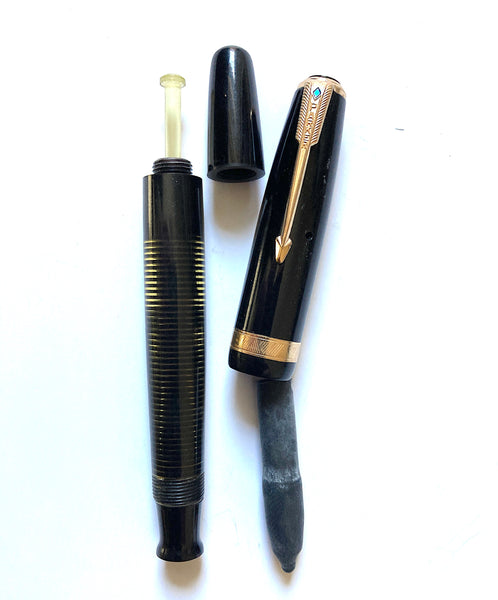 Parker Vacumatic LAMINATED BLACK Barrel, Pump, Cap, Section Standard Size USA