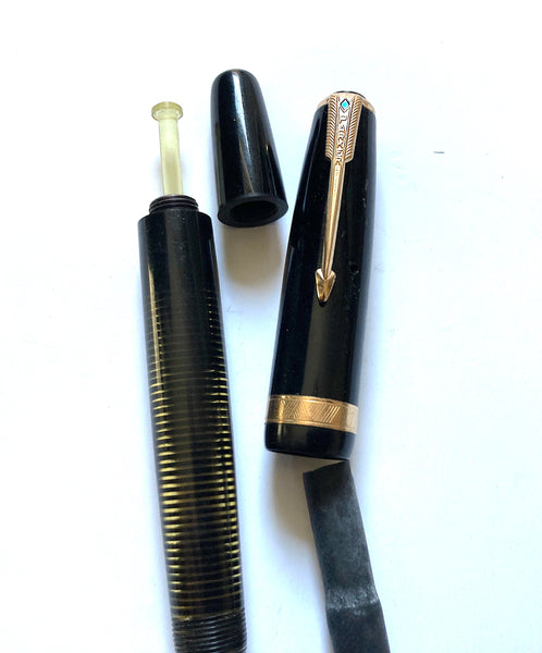 Parker Vacumatic LAMINATED BLACK Barrel, Pump, Cap, Section Standard Size USA