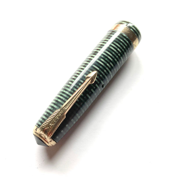 Parker Vacumatic EMERALD PEARL Cap CHEVRON BAND SLENDER Size