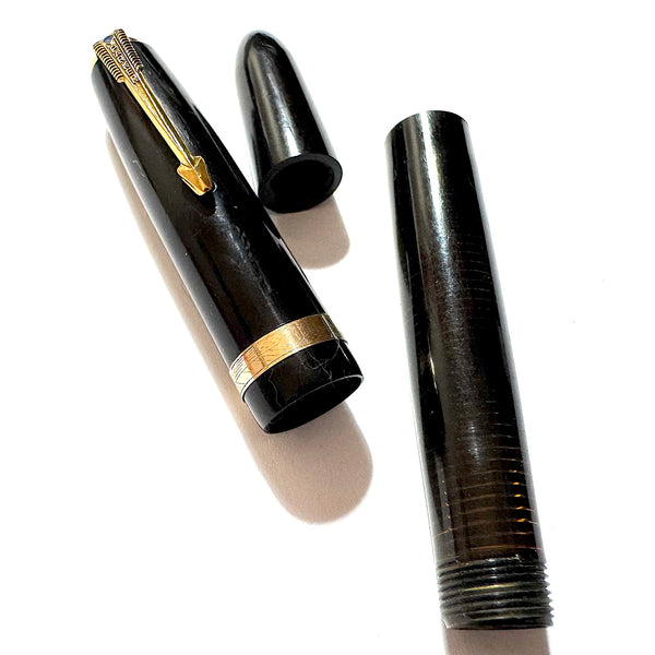 Parker Vacumatic LAMINATED BLACK Barrel, Cap,and End Cap For Demi Size USA