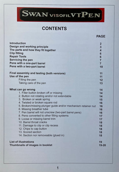 Swan Visofil Pen Repair Manual