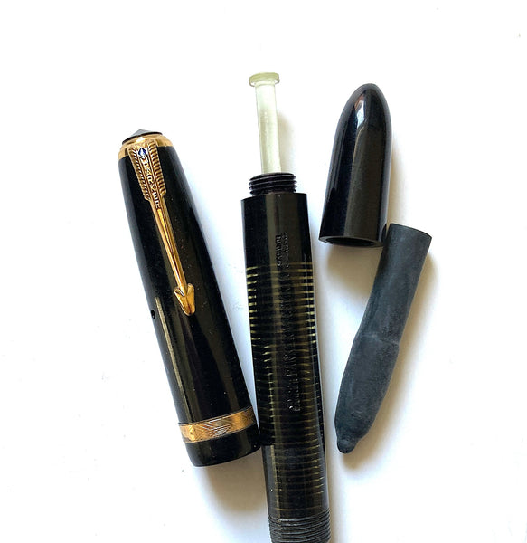 Parker Vacumatic LAMINATED BLACK Barrel, Pump, Cap, Standard Size USA