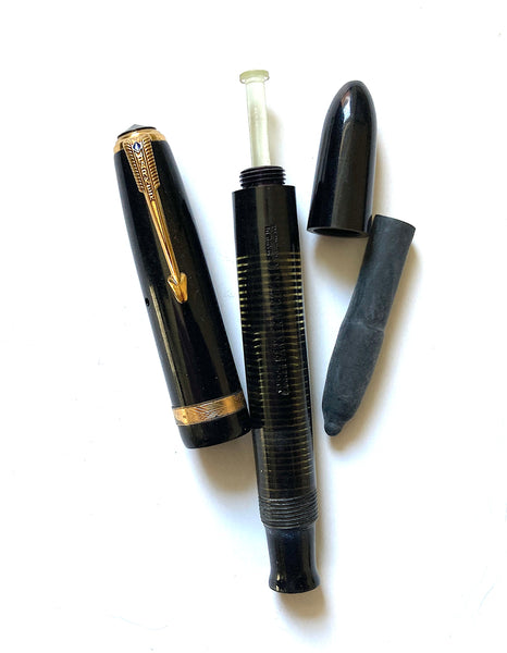 Parker Vacumatic LAMINATED BLACK Barrel, Cap,and End Cap For Demi Size USA