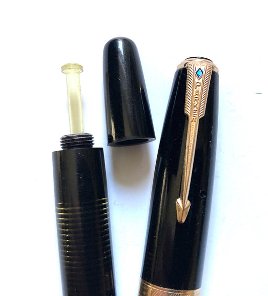 Parker Vacumatic LAMINATED BLACK Barrel, Cap,and End Cap For Demi Size USA