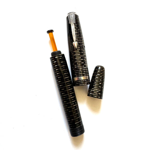 Parker Vacumatic SILVER PEARL Cap, Barrel, Pump and End Cap DEMI Size CANADA