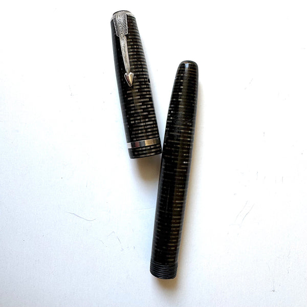Parker Vacumatic SILVER PEARL Cap, Barrel, Pump and End Cap DEMI Size CANADA