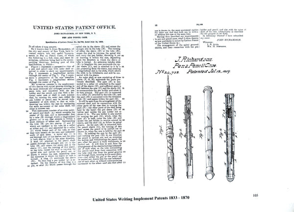 Early American Writing Implement Patents 1833 - 1870  J C Loring