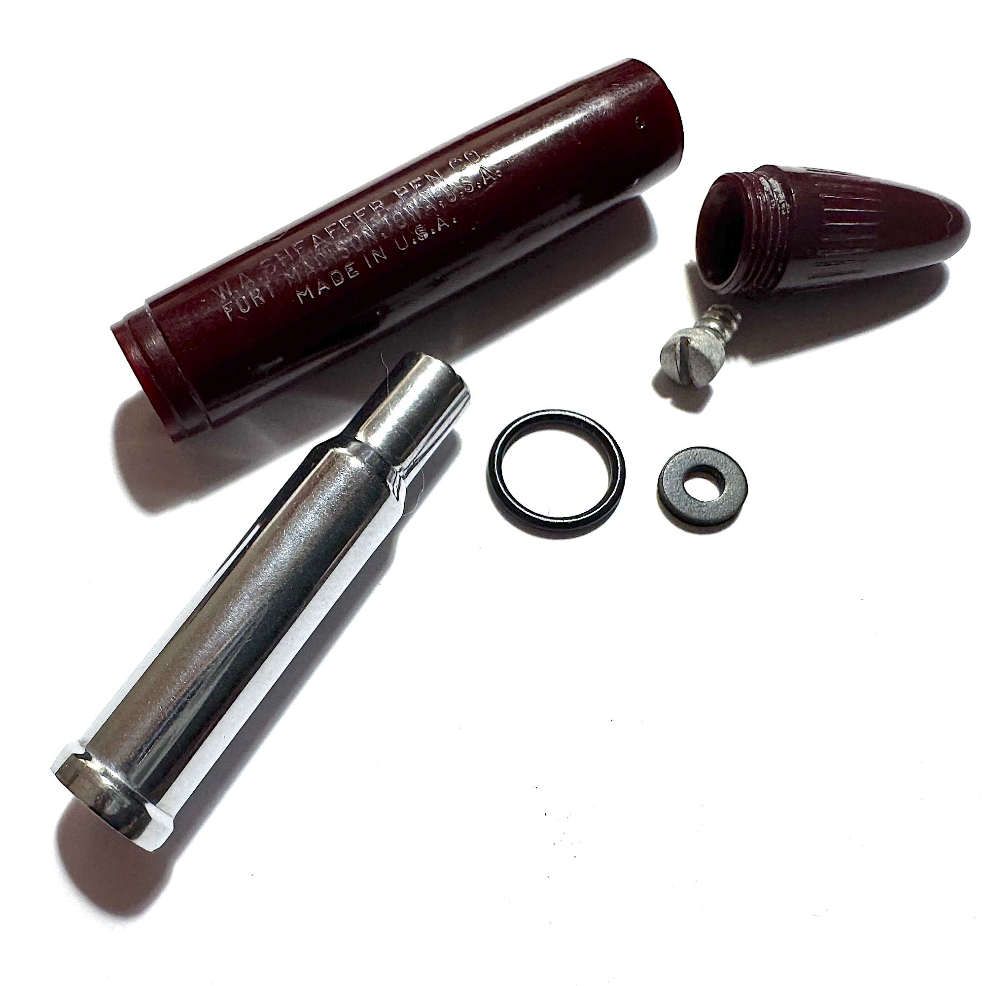 Sheaffer Tuckaway Touchdown Barrel, End Cap and Plunger. Burgundy